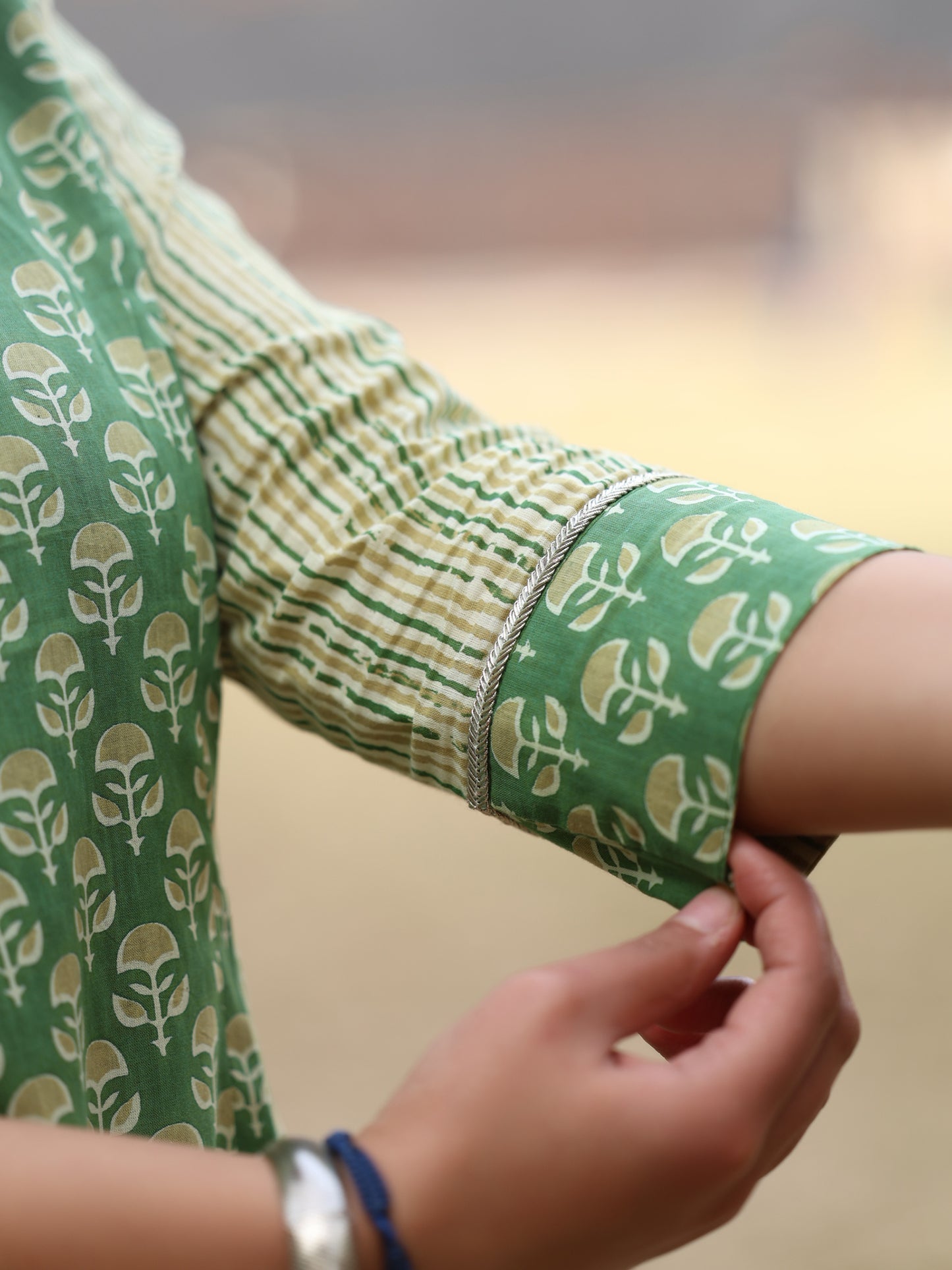 Pista Green Printed Long Kurta