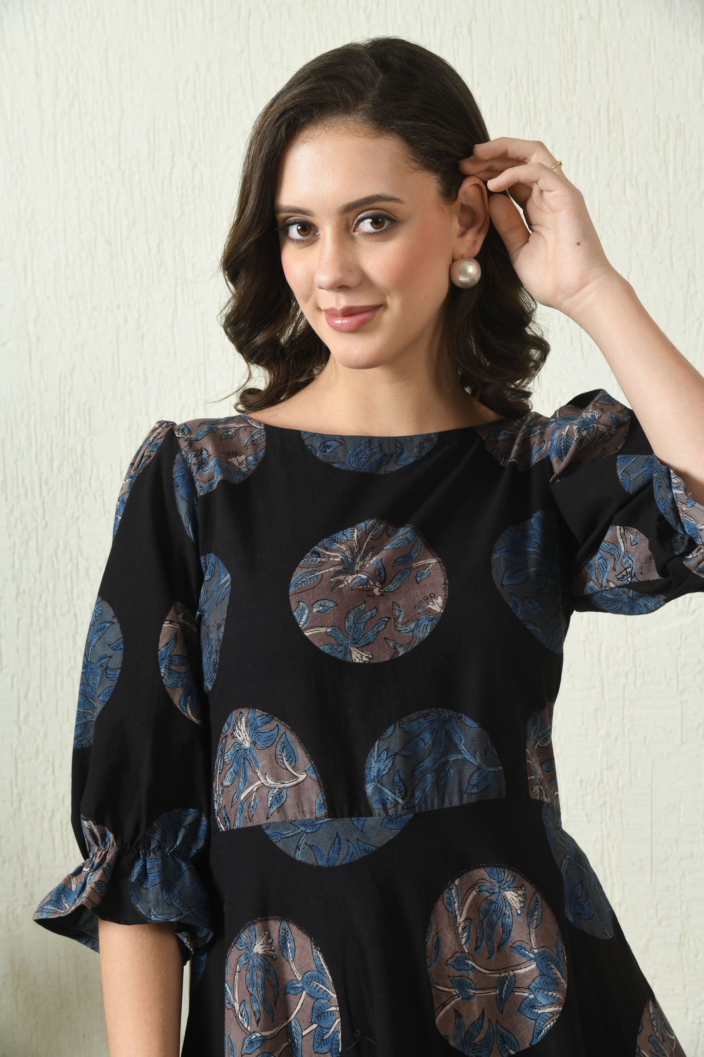 Black Ajrakh Hand Block Printed Cotton Dress