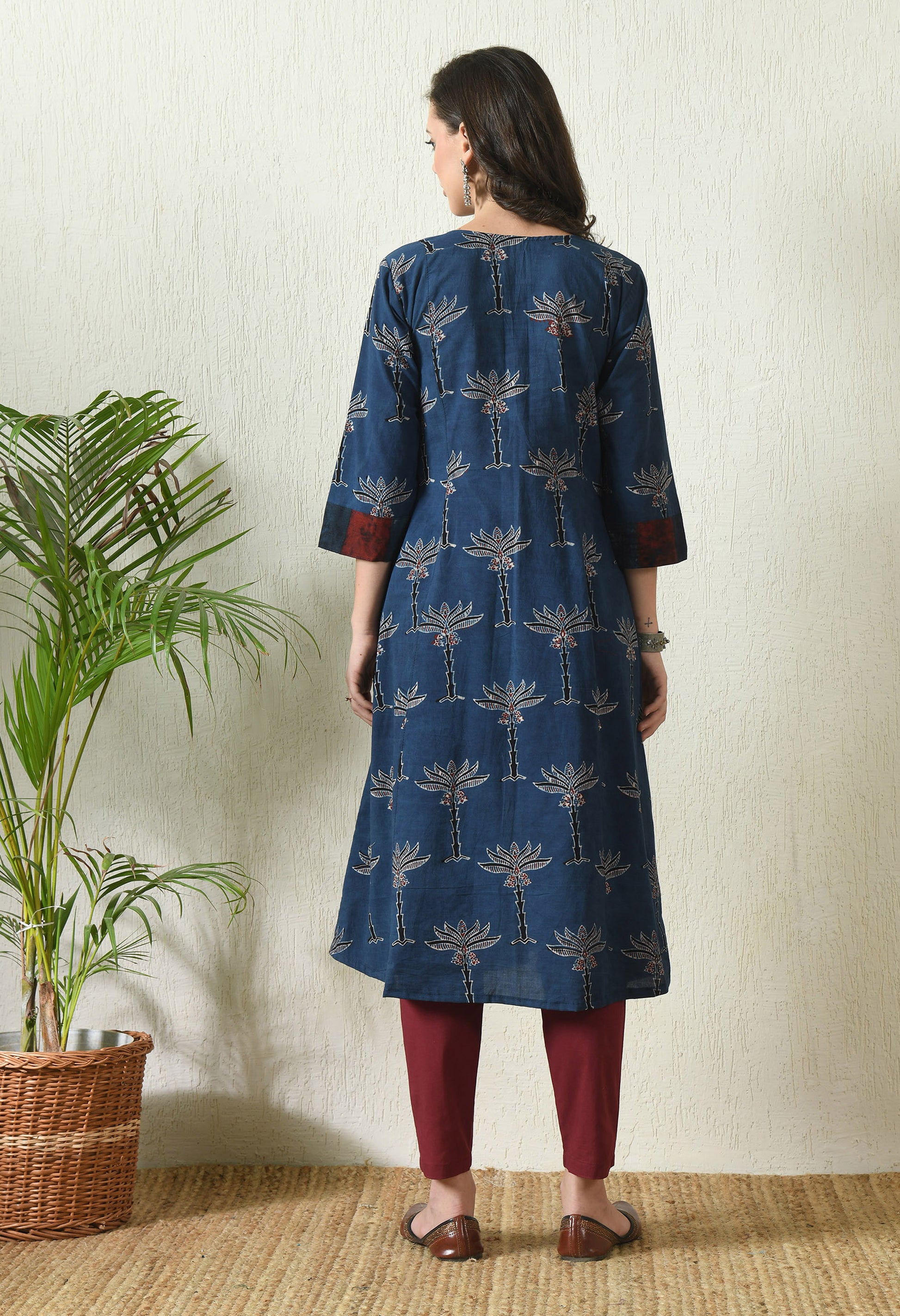 Blue Ajrakh Hand Block Printed Cotton Kurta