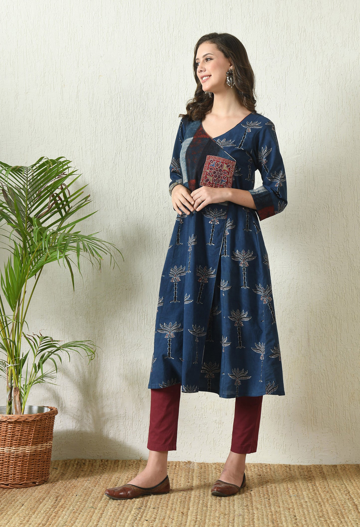 Blue Ajrakh Hand Block Printed Cotton Kurta