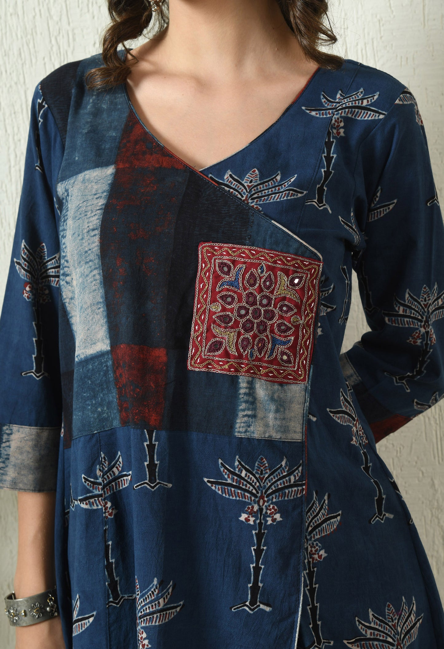 Blue Ajrakh Hand Block Printed Cotton Kurta