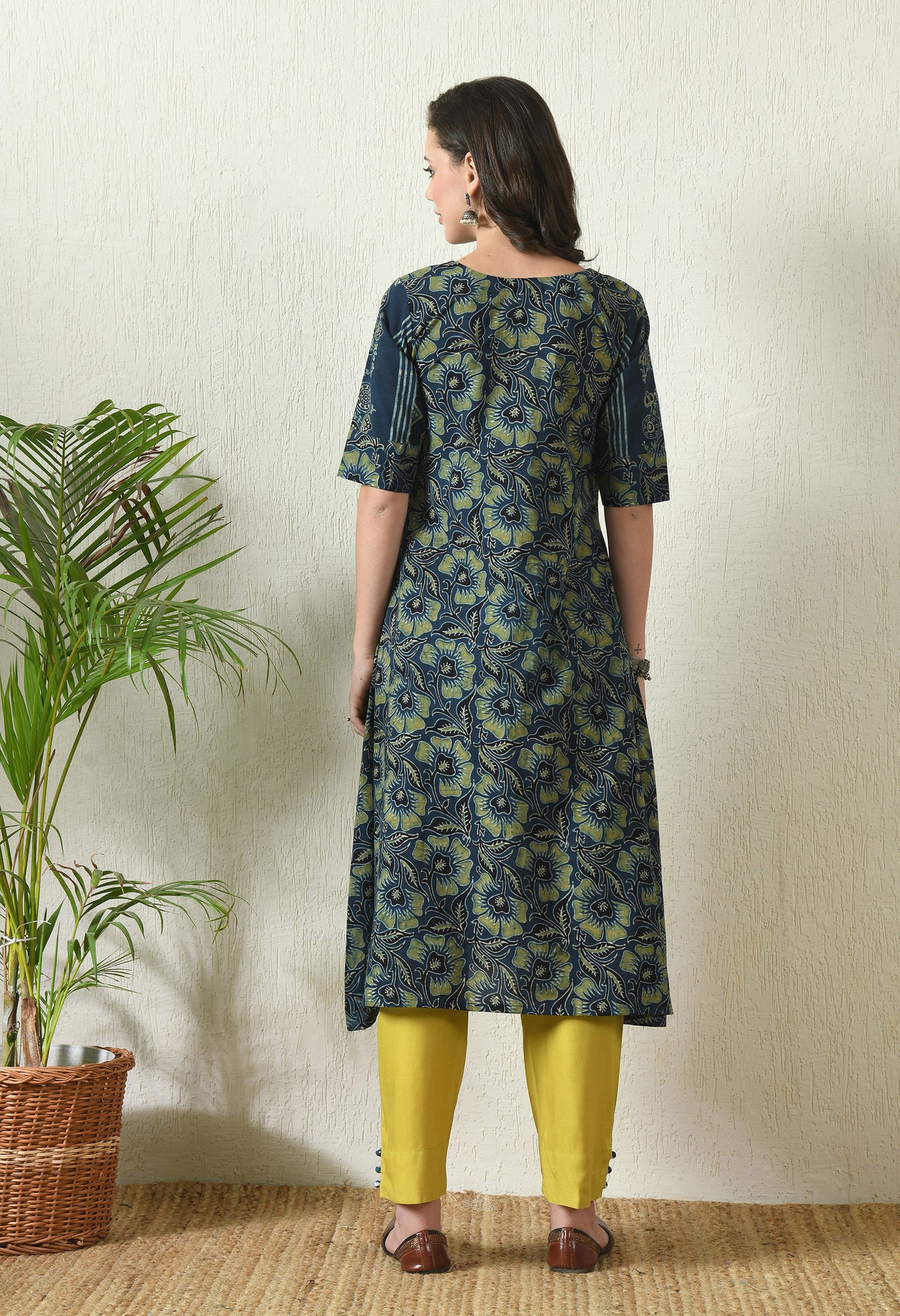 Blue Ajrakh Hand Block Printed Cotton Kurta