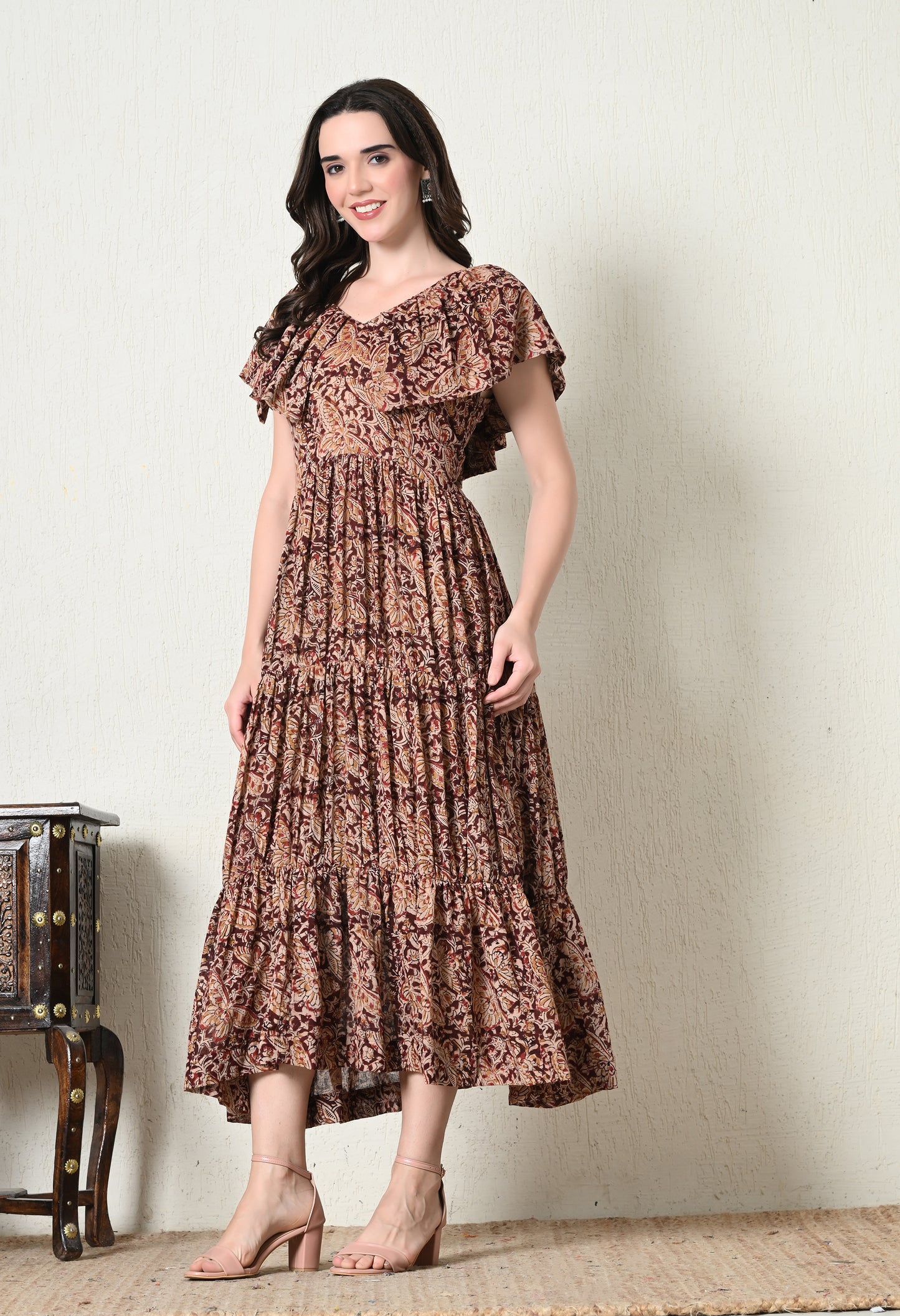 Kalamkari Hand Block Printed Long Cotton Dress