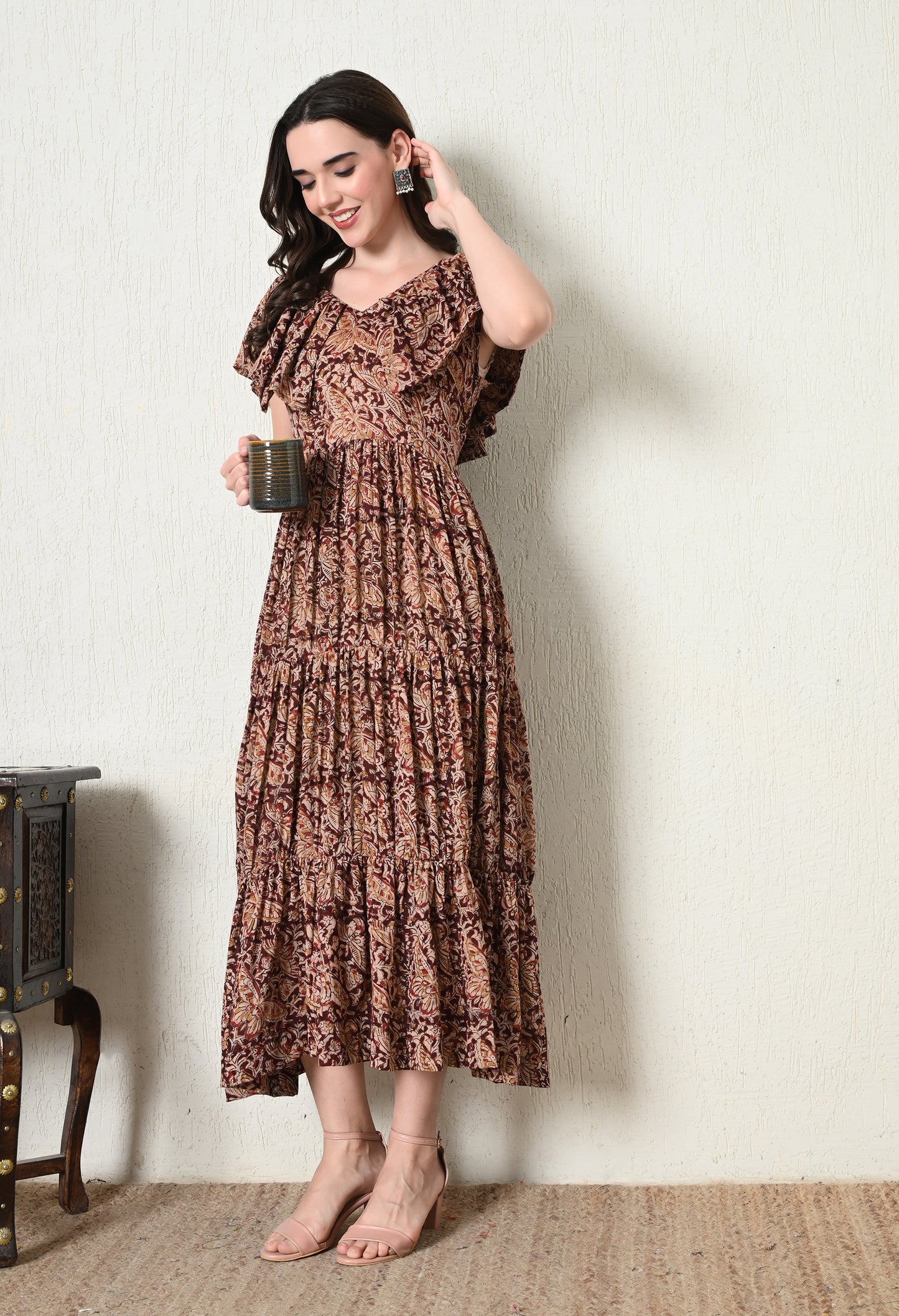 Kalamkari Hand Block Printed Long Cotton Dress