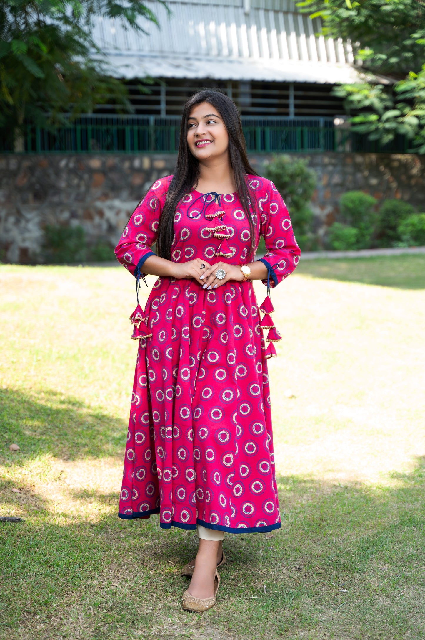 Pure Cotton Gamthi Hand block Printed Anrakali Kurta