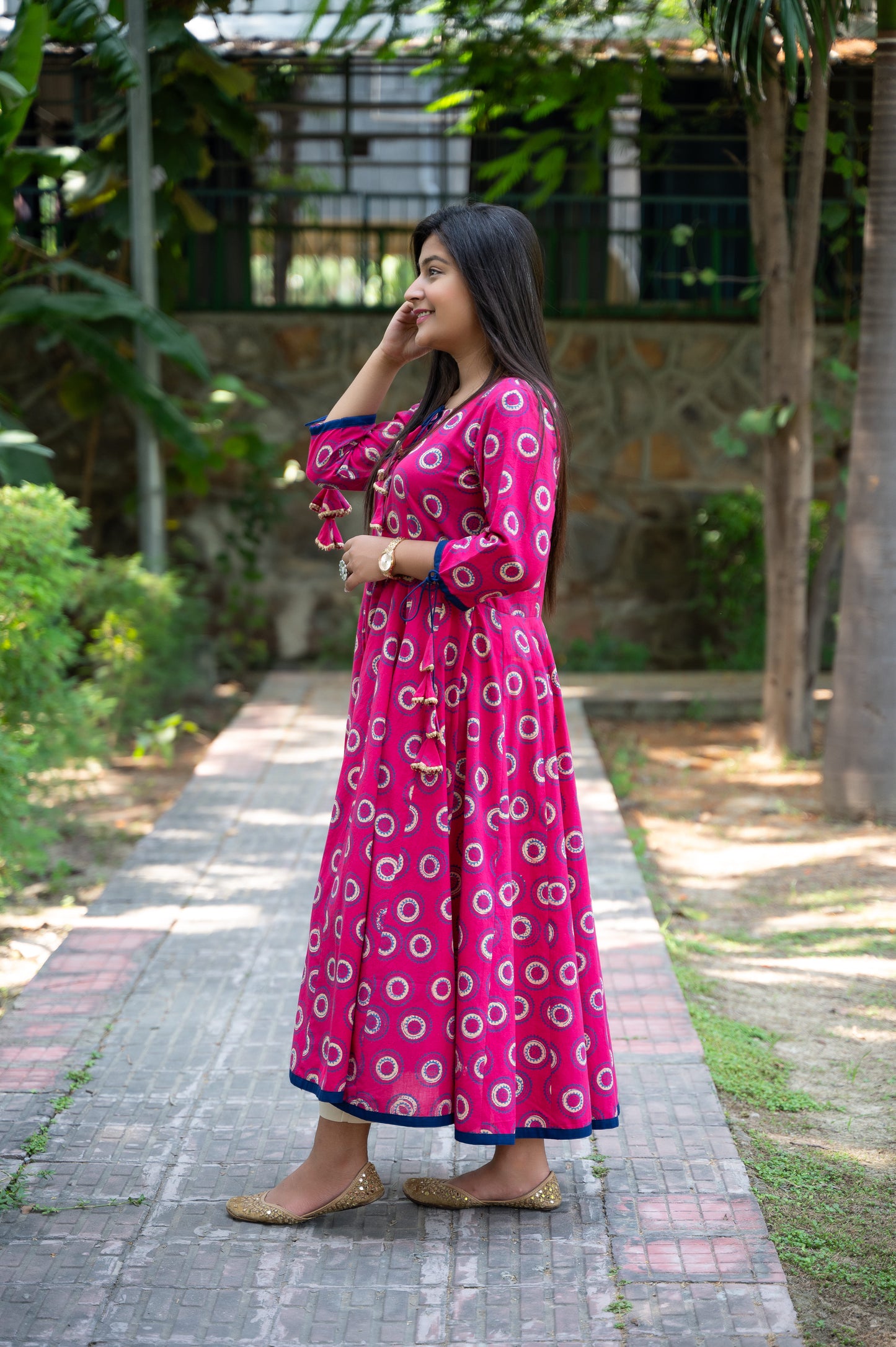 Pure Cotton Gamthi Hand block Printed Anrakali Kurta