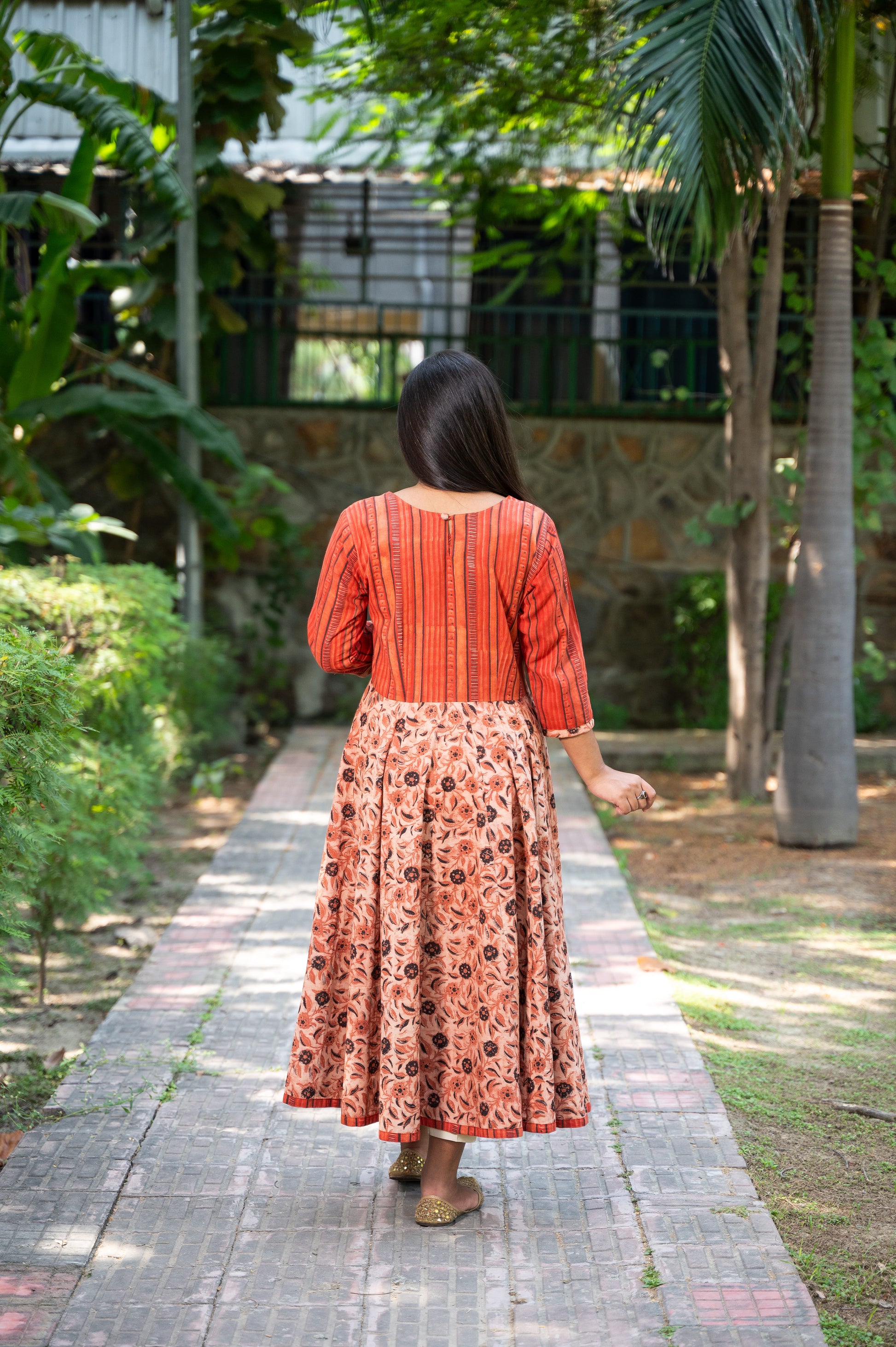 Ajrakh Hand Block Printed Anarkali kurta