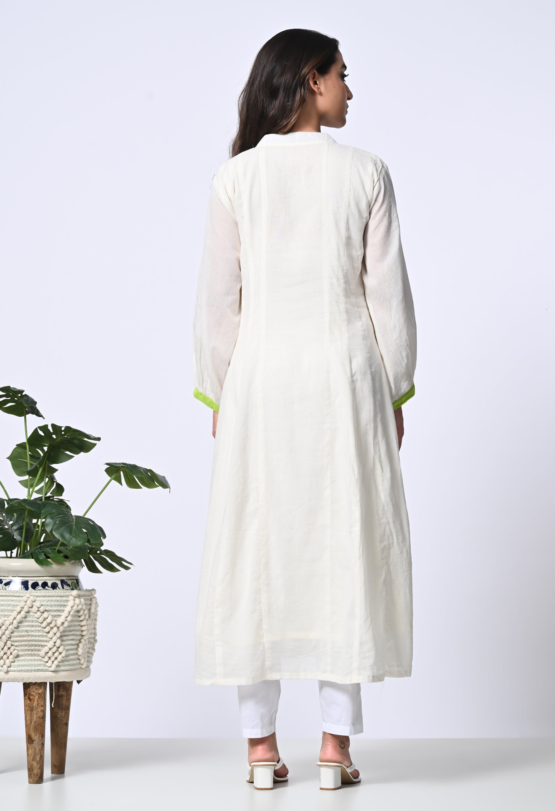 White Cotton kurta with Kutch embroidery